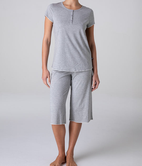 Lovable Capri pajamas in jersey, heather gray