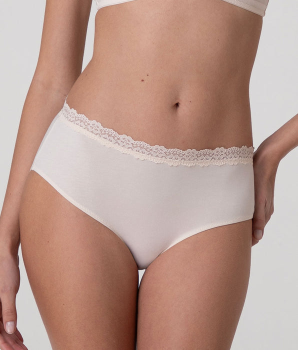 Lovable Trendy Modal High-Waist Brief in Cotton Modal and Lace, pearled ivory
