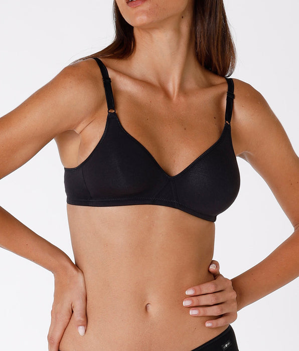 Lovable Cotton Line wireless bra in cotton, black
