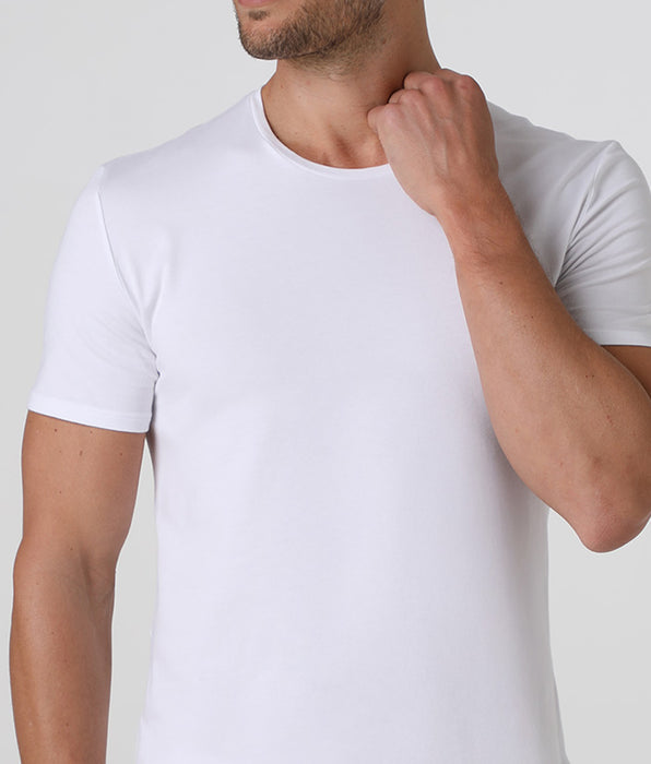 Lovable Premium Cotton white crew neck T-shirt, made from high-quality stretch cotton