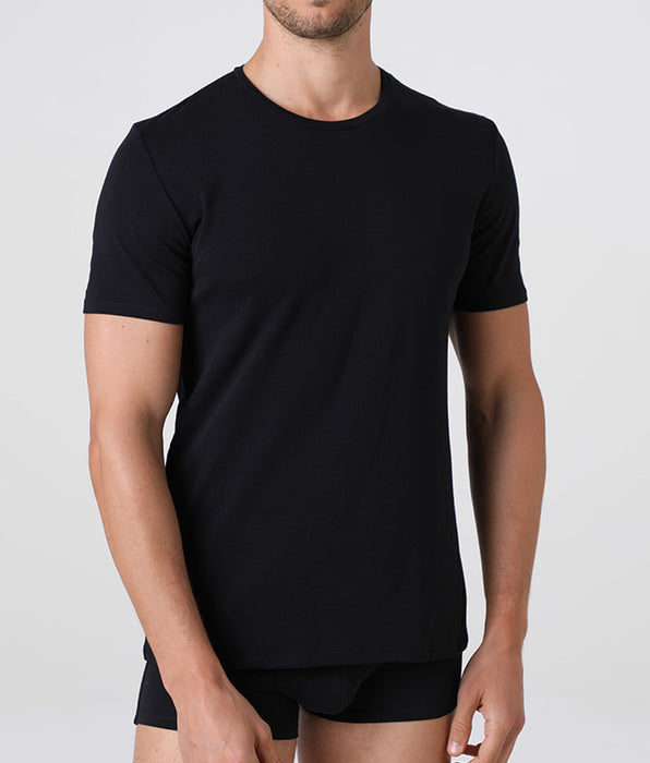 Lovable Black Premium Cotton crew neck T-shirt in high-quality stretch cotton