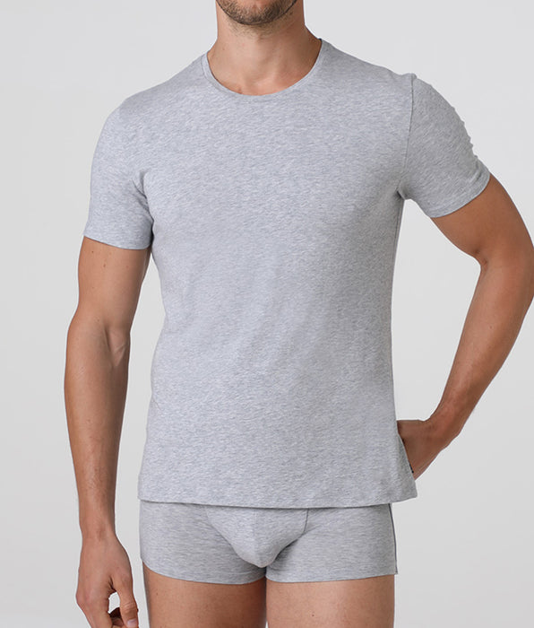 Lovable Premium Cotton crew neck T-shirt in gray melange, made from high-quality stretch cotton