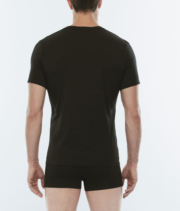 Lovable Black stretch cotton T-shirt with deep V-neck