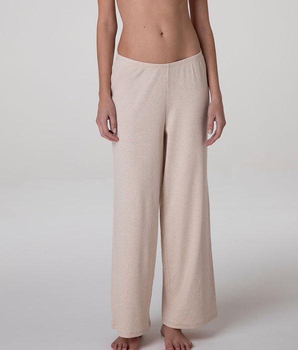 Lovable Ribbed Cotton Long Pants, beige melange