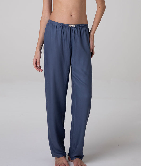 Lovable Pantaloni Lunghi Twill Viscose, blu polvere