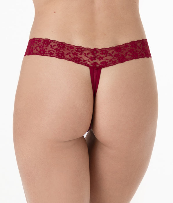 Lovable Table Panties thong in cotton and lace, dark red
