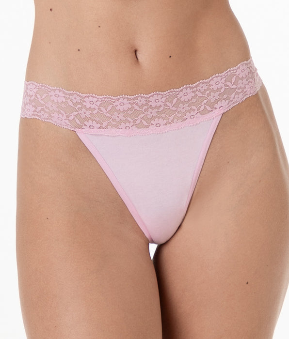 Lovable Table Panties thong in cotton and lace, candy pink