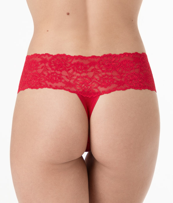 Lovable Table Panties Brazilian briefs in cotton and lace with high waistband, red