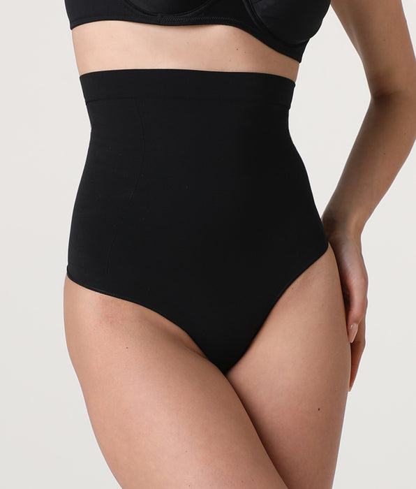 Lovable Silhouette Shaping High Waist Thong Shaper in microfiber, black