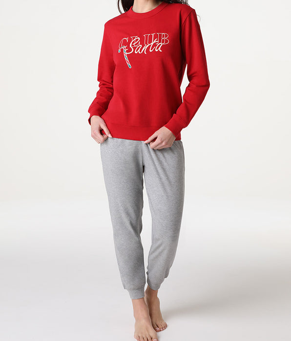 Lovable Long Sweatshirt Pajamas, red