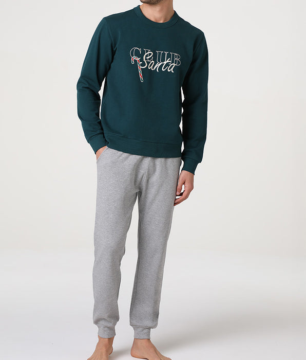 Lovable Long Sleeve Sweatshirt and Interlock Pajamas, Dark Green