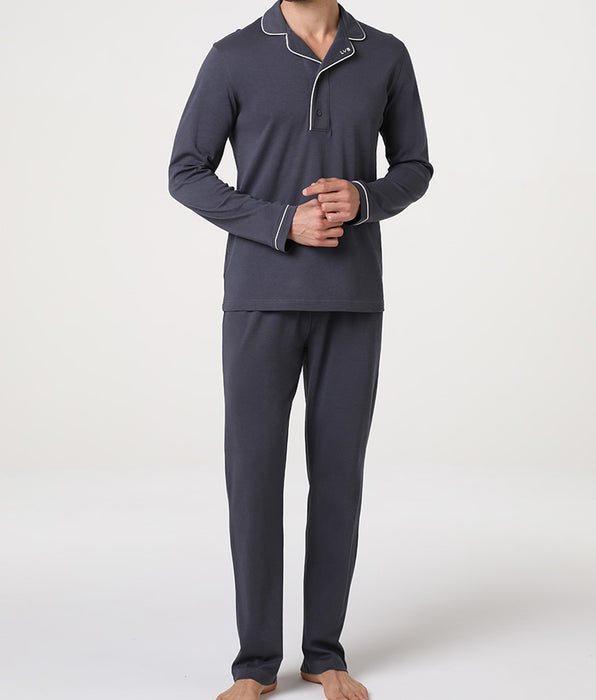 Lovable Serafino Interlock Long Pyjamas, Ebony