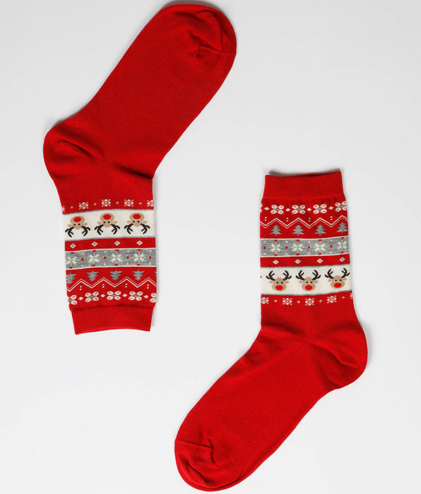 Lovable Women's Fancy Allover Christmas Socks, red