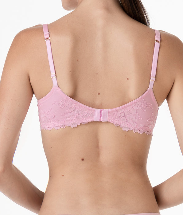 Lovable Lux Lace Padded Underwired Balconette Bra in Candy Pink