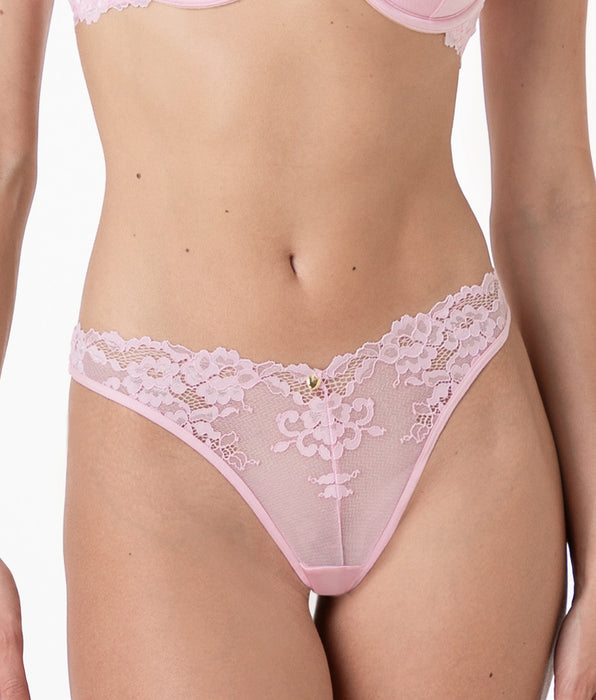 Lovable Lux Lace lace thong, candy pink