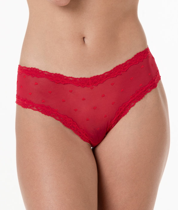 Lovable Table Panties briefs in jacquard tulle and lace, red