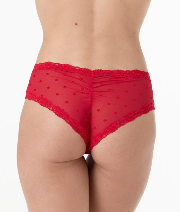 Lovable Table Panties briefs in jacquard tulle and lace, red