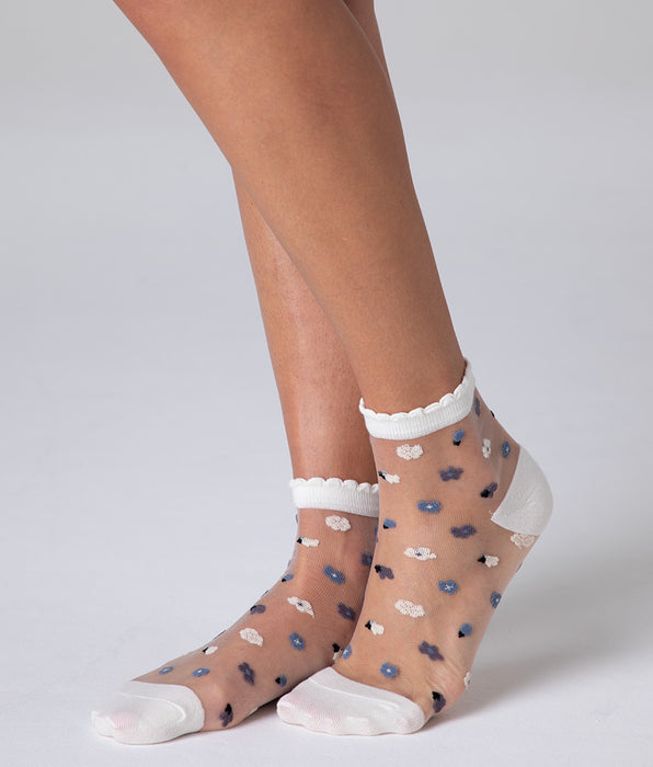 Lovable Fancy Sheer Socks, lavender flowers