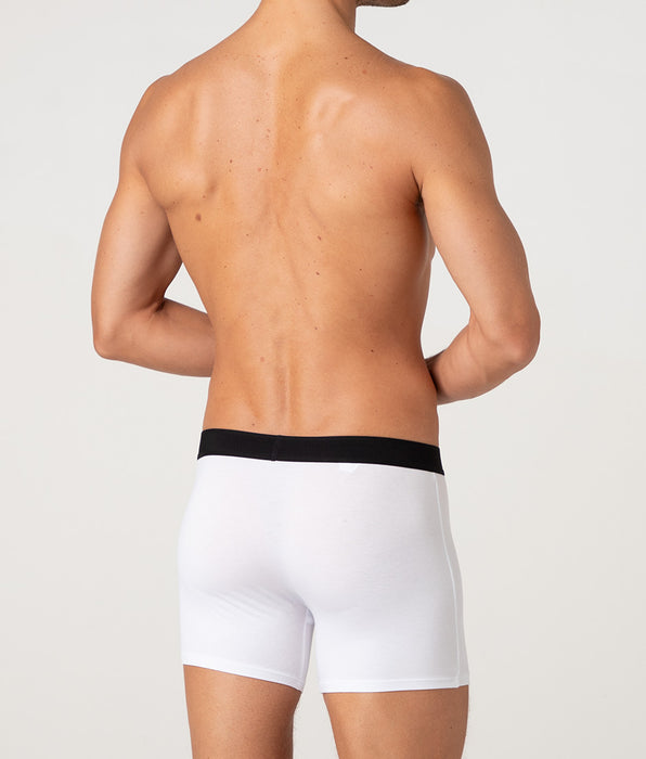 Lovable Signature Cotton Pima Stretch Cotton Long Boxer, White