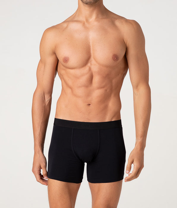 Lovable Signature Cotton Pima Stretch Cotton Long Boxer, Black