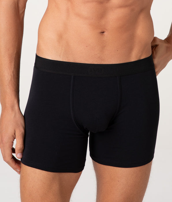 Lovable Signature Cotton Pima Stretch Cotton Long Boxer, Black