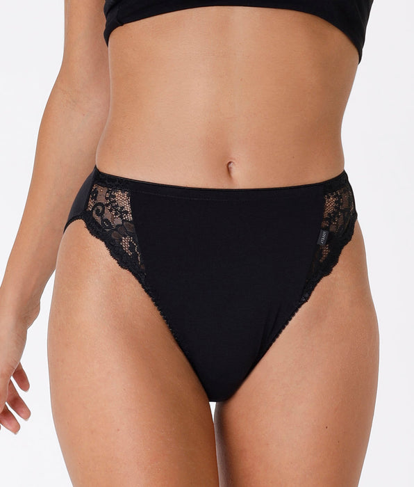 Lovable Lovely charme black mini briefs in stretch cotton with lace