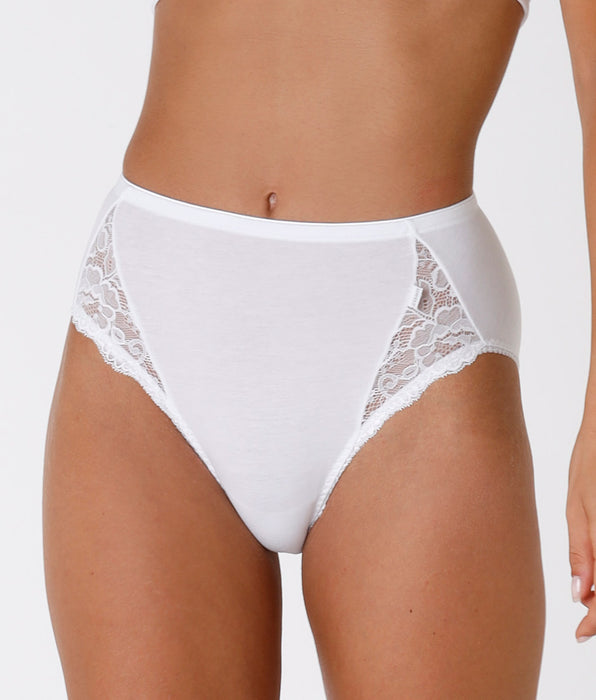 Lovable Lovely Charme white midi briefs in stretch cotton with lace
