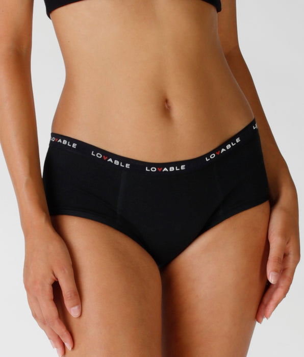 Lovable Washable heavy flow period panties in certified organic cotton, black