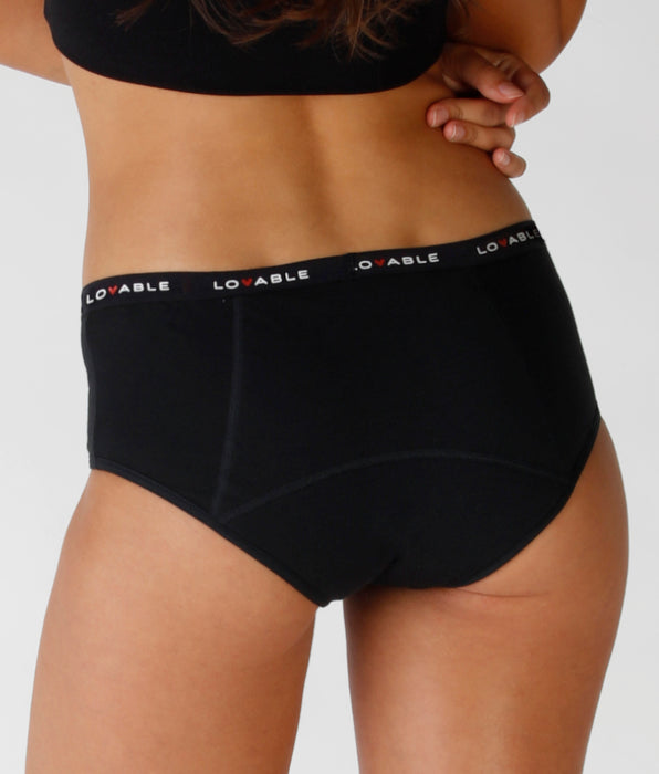 Lovable Washable heavy flow period panties in certified organic cotton, black